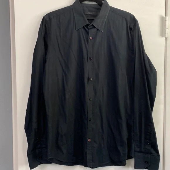 Kenneth Cole Made In Italy Black Dress Shirt. Large - Picture 1 of 7